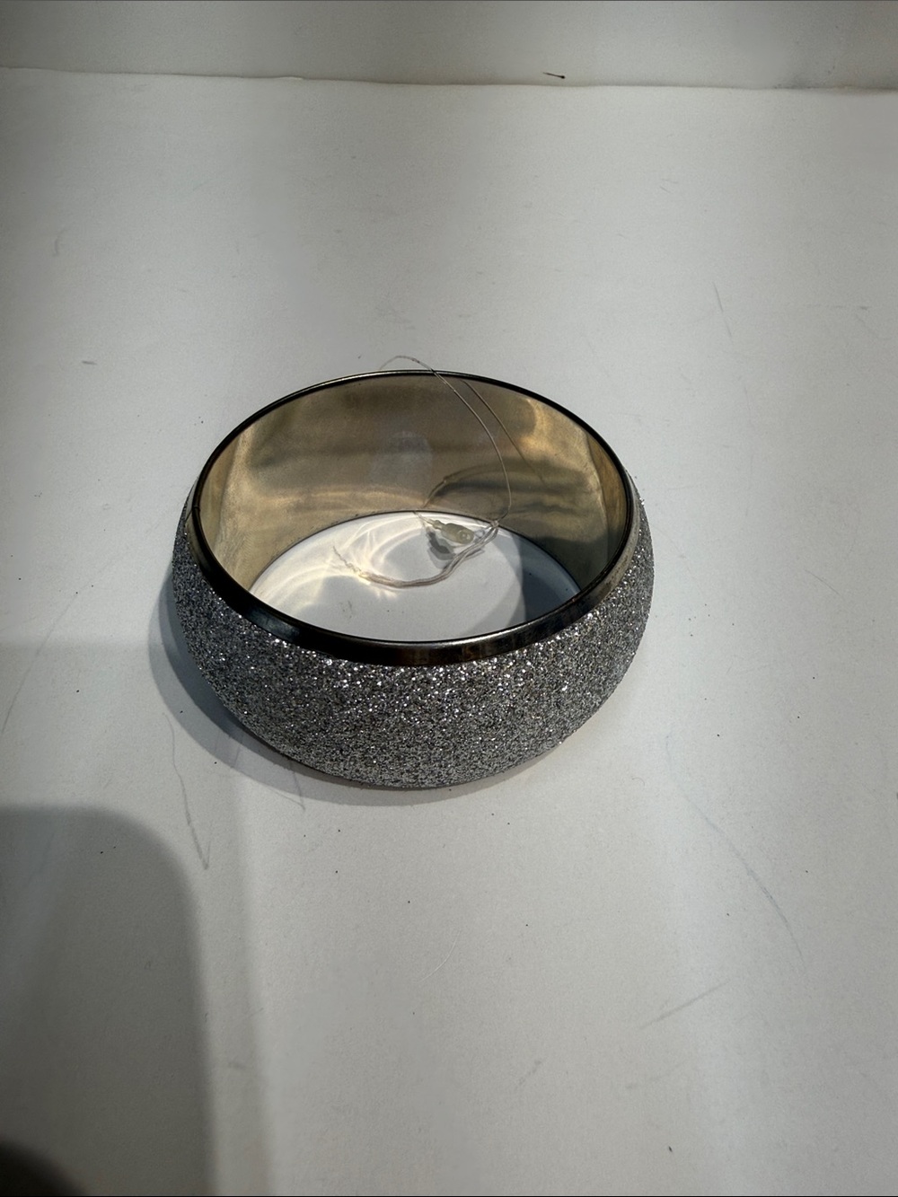 Silver Glitter Wide Bangle Bracelet